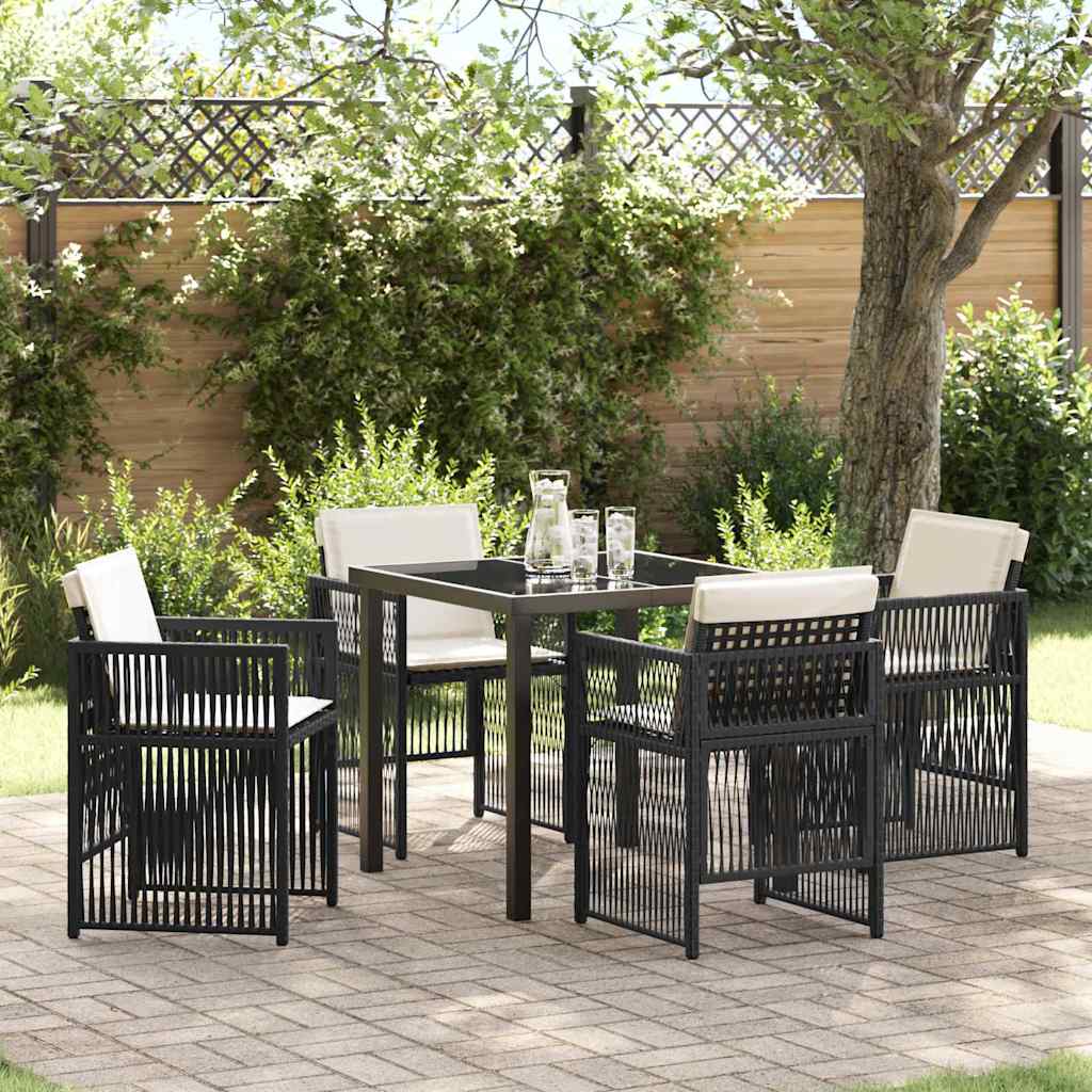 Tuin eettafelset 5 pcs Zwart Gepoedercoat staal – afbeelding 1