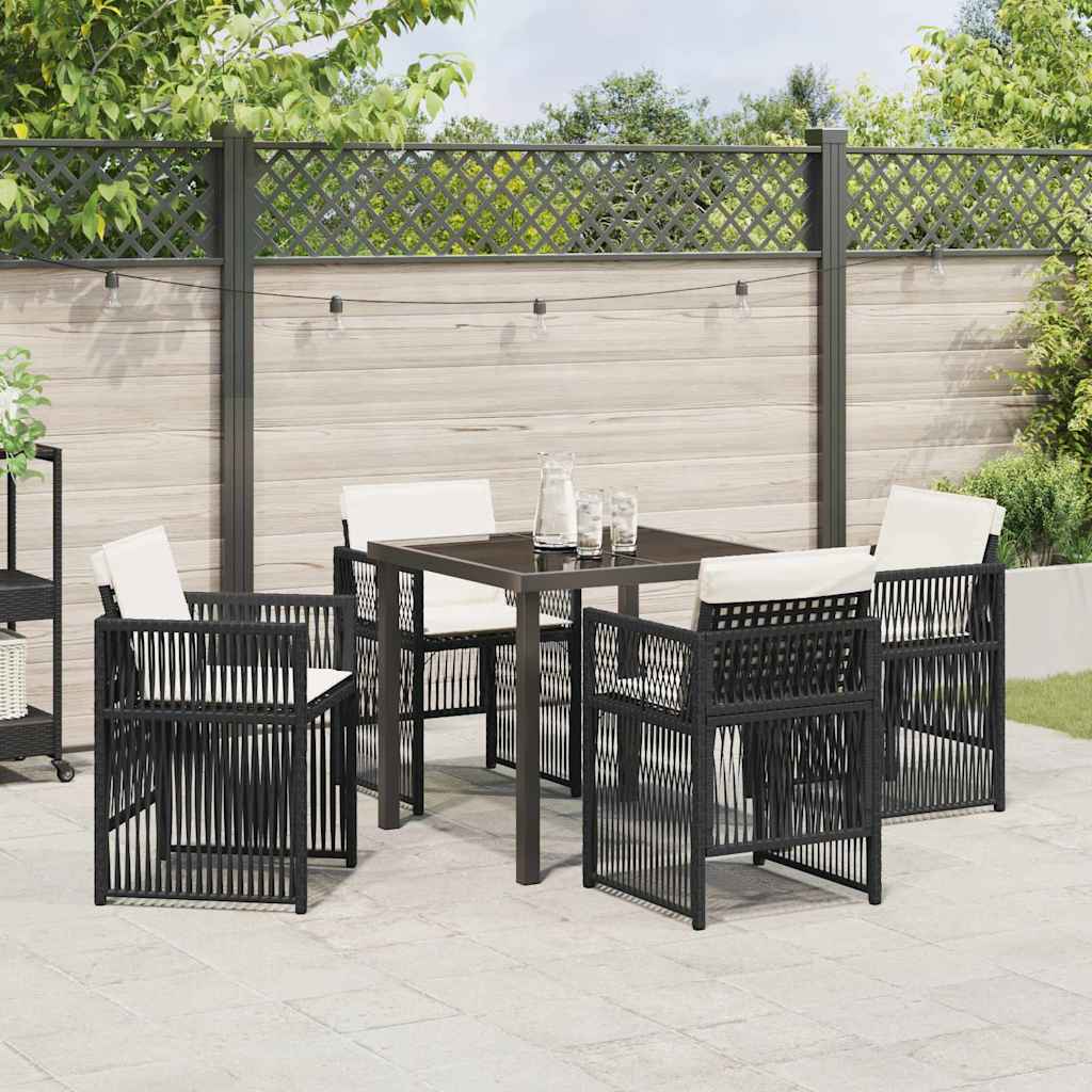 Tuin eettafelset 5 pcs Zwart Gepoedercoat staal – afbeelding 4