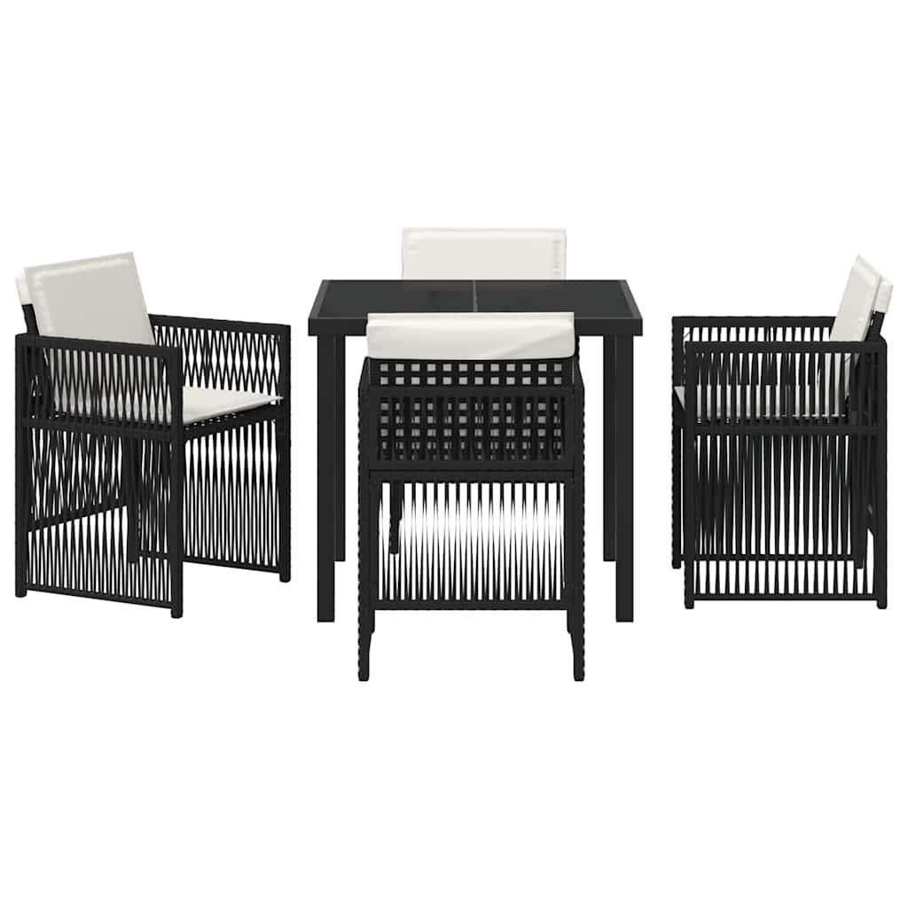 Tuin eettafelset 5 pcs Zwart Gepoedercoat staal – afbeelding 7