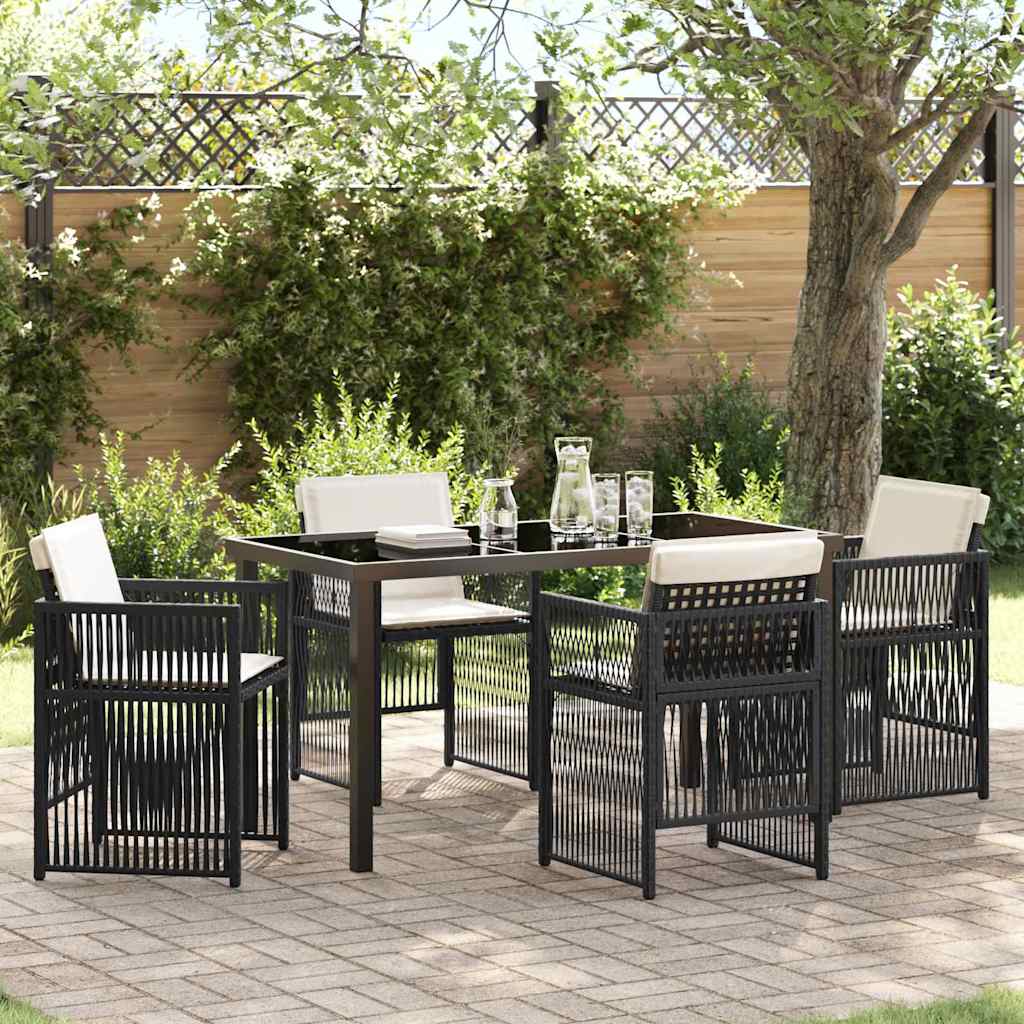 Tuin eettafelset 5 pcs Zwart Gepoedercoat staal – afbeelding 1
