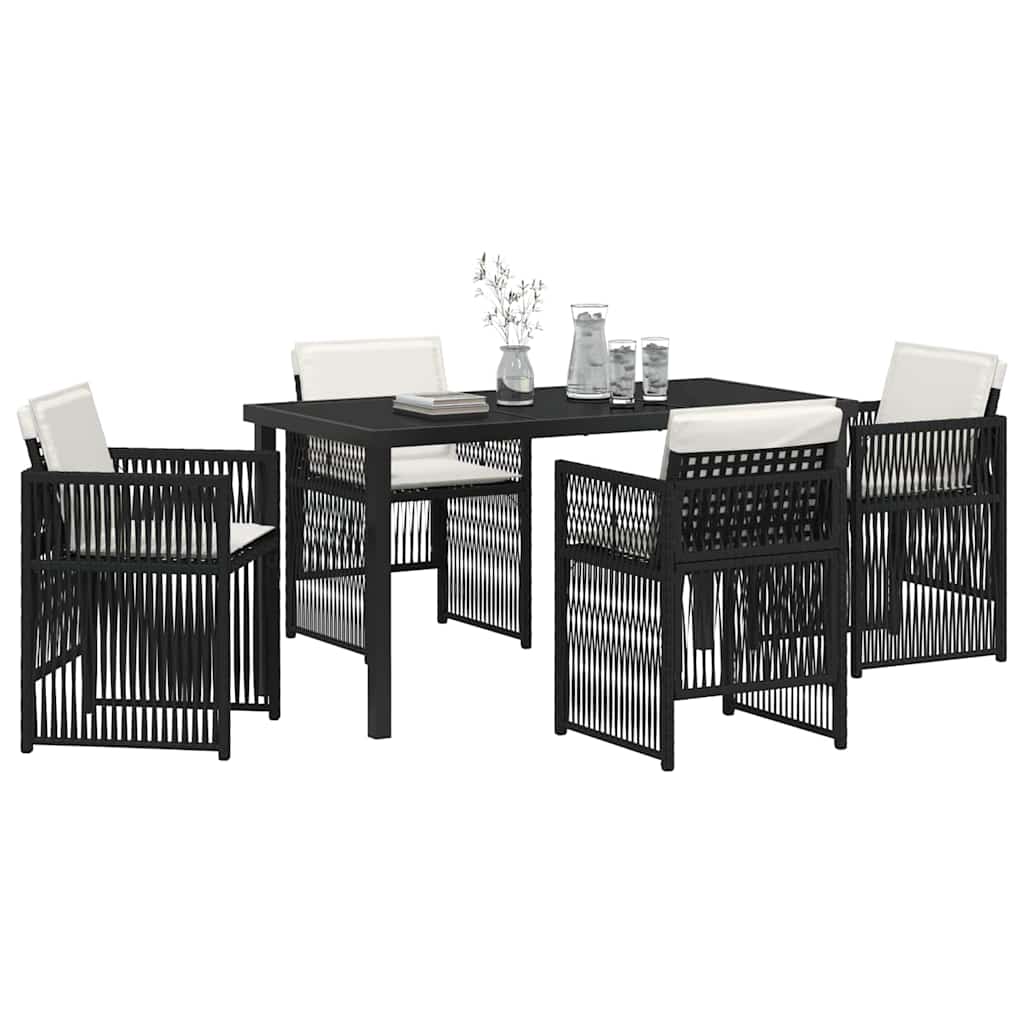 Tuin eettafelset 5 pcs Zwart Gepoedercoat staal – afbeelding 3