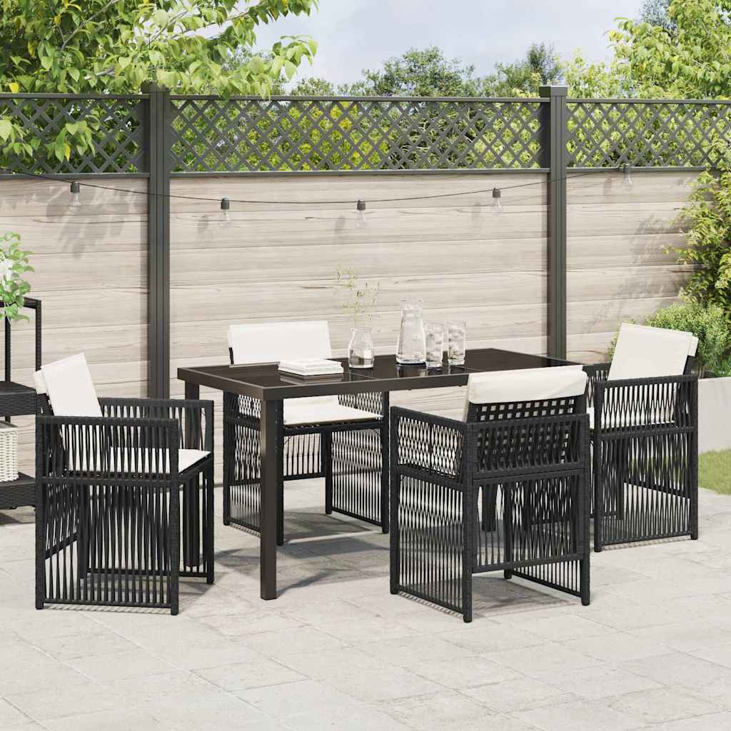 Tuin eettafelset 5 pcs Zwart Gepoedercoat staal – afbeelding 4