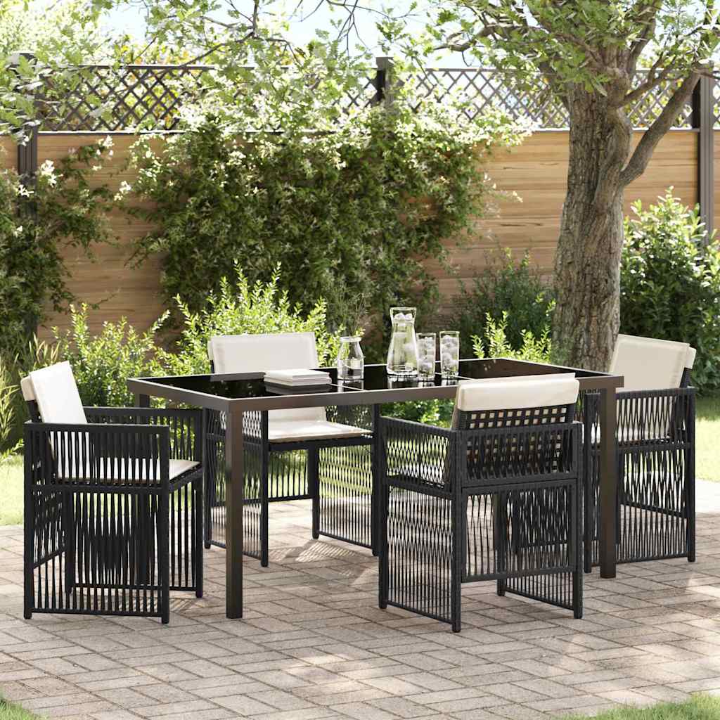 Tuin eettafelset 5 pcs Zwart Gepoedercoat staal – afbeelding 1