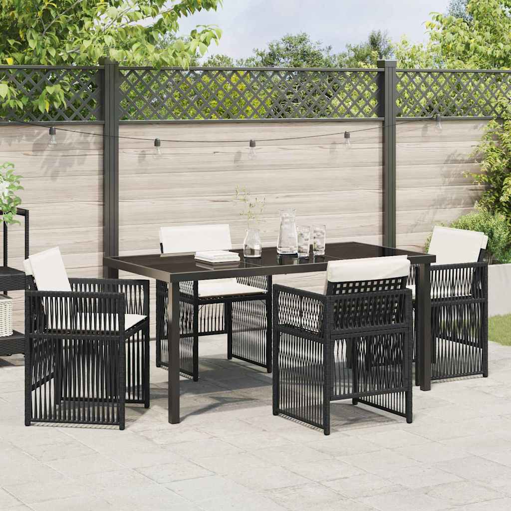 Tuin eettafelset 5 pcs Zwart Gepoedercoat staal – afbeelding 4