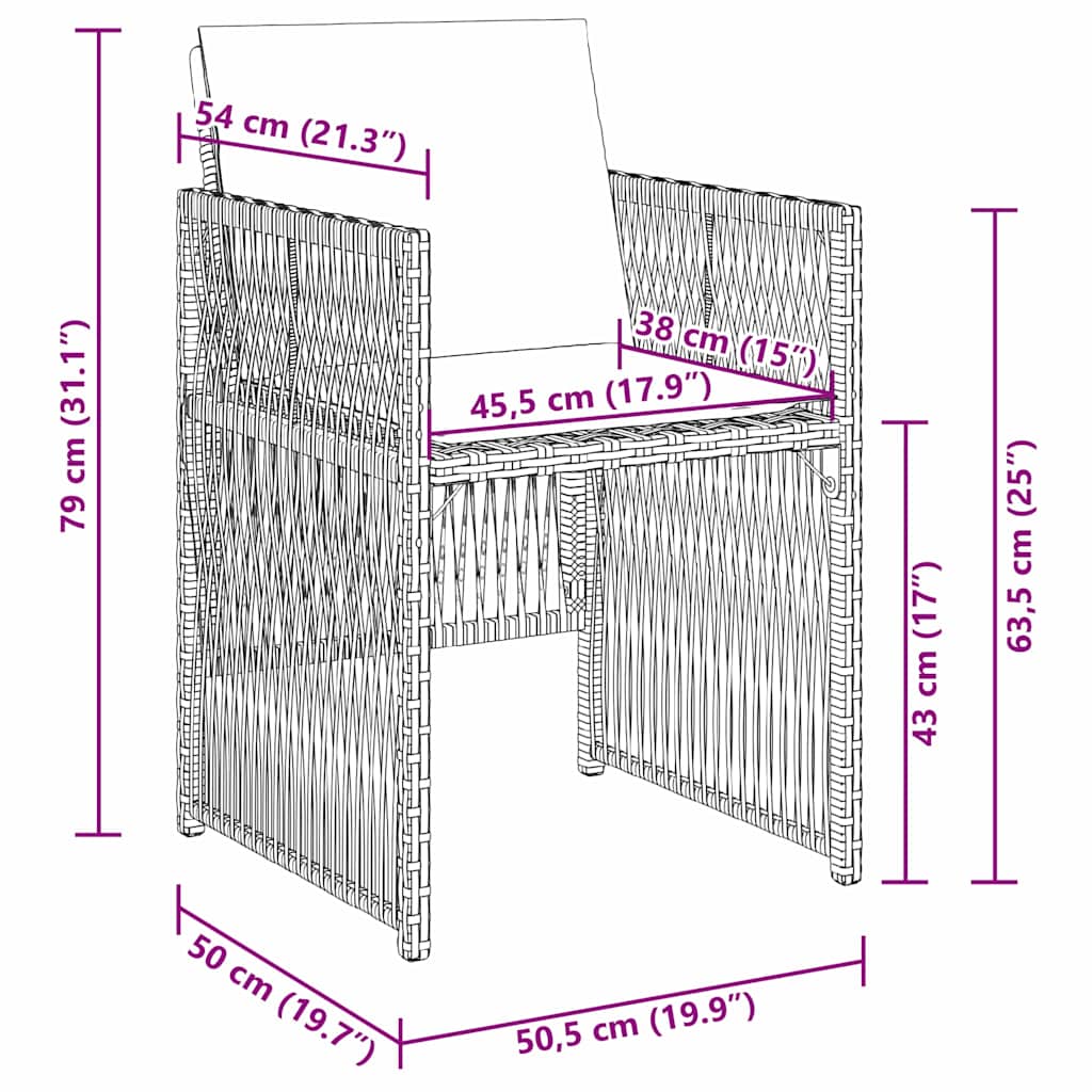 Tuin eettafelset 9 pcs Zwart Gepoedercoat staal – afbeelding 10