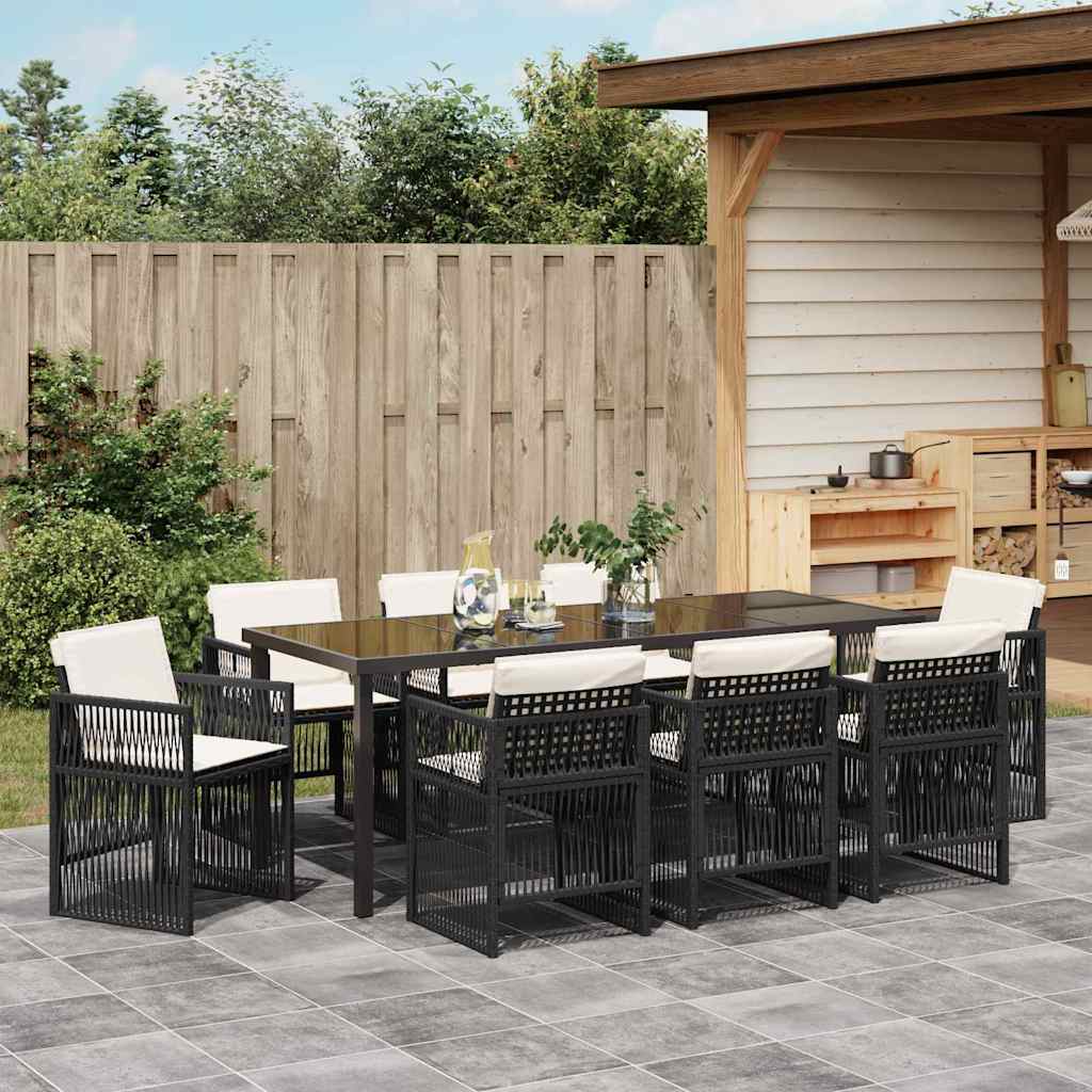 Tuin eettafelset 9 pcs Zwart Gepoedercoat staal – afbeelding 4