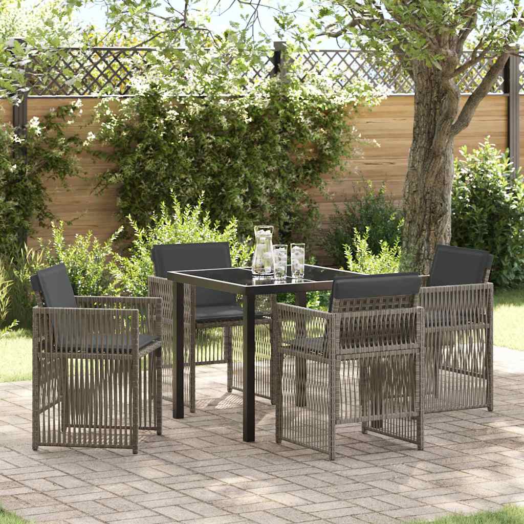 Tuin eettafelset 5 pcs Grijs Gepoedercoat staal – afbeelding 1