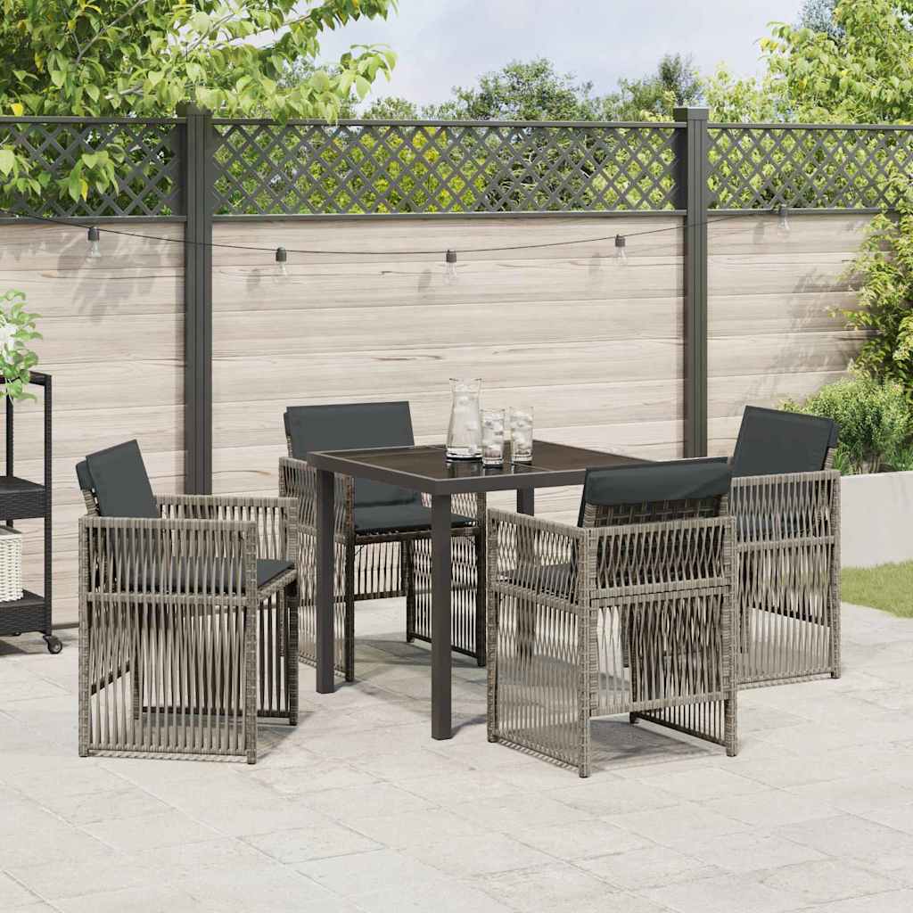 Tuin eettafelset 5 pcs Grijs Gepoedercoat staal – afbeelding 4