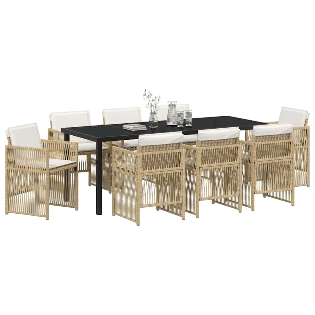 Tuin eettafelset 9 pcs Beige Gepoedercoat staal – afbeelding 3