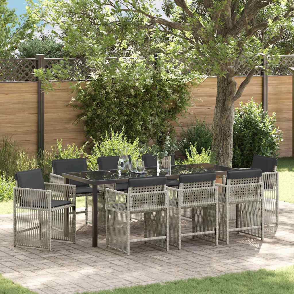 Tuin eettafelset 9 pcs Lichtgrijs Gepoedercoat staal – afbeelding 1