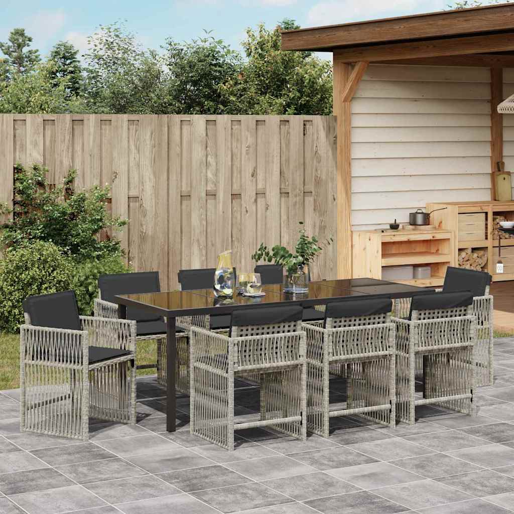 Tuin eettafelset 9 pcs Lichtgrijs Gepoedercoat staal – afbeelding 4