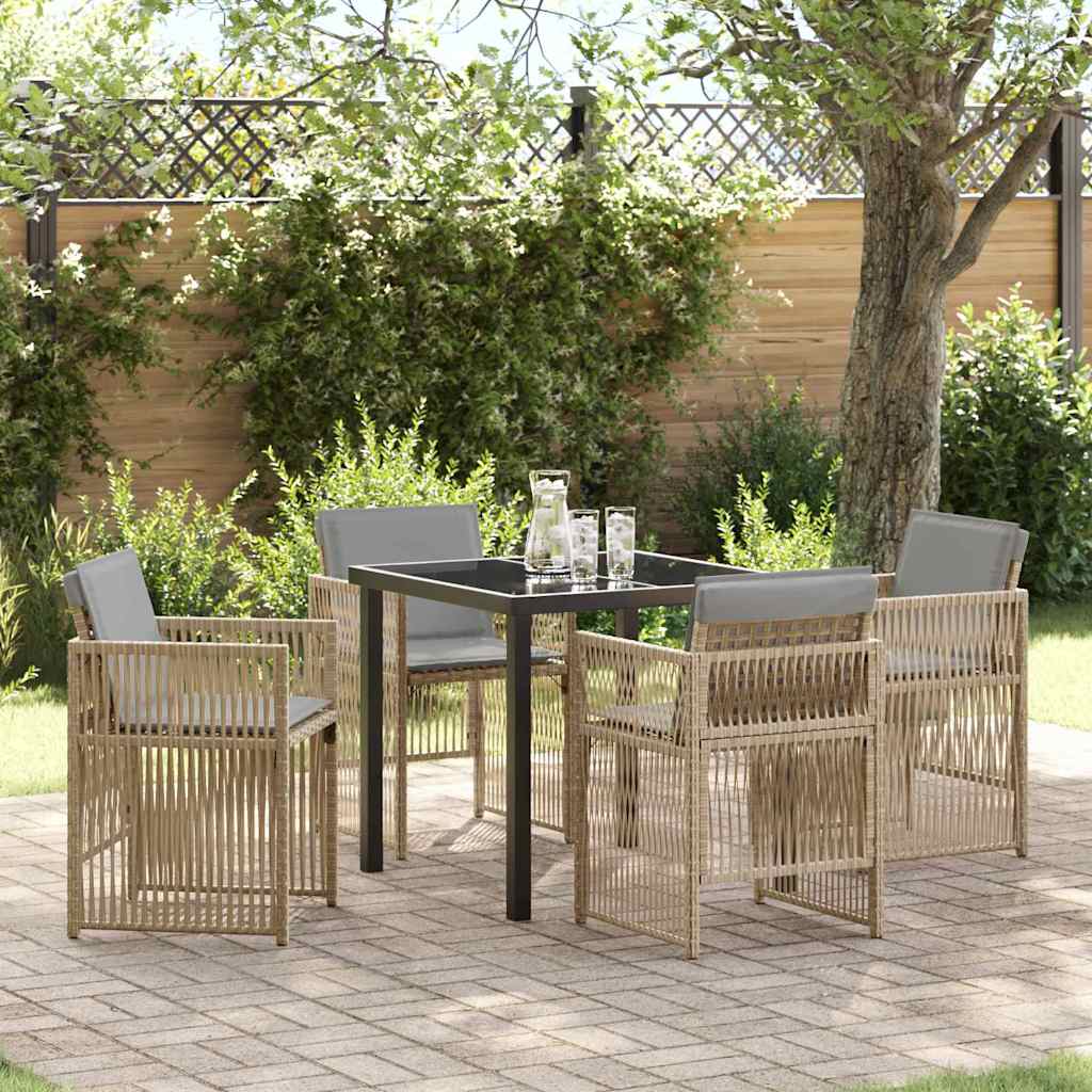 Tuin eettafelset 5 pcs Beige Gepoedercoat staal – afbeelding 1