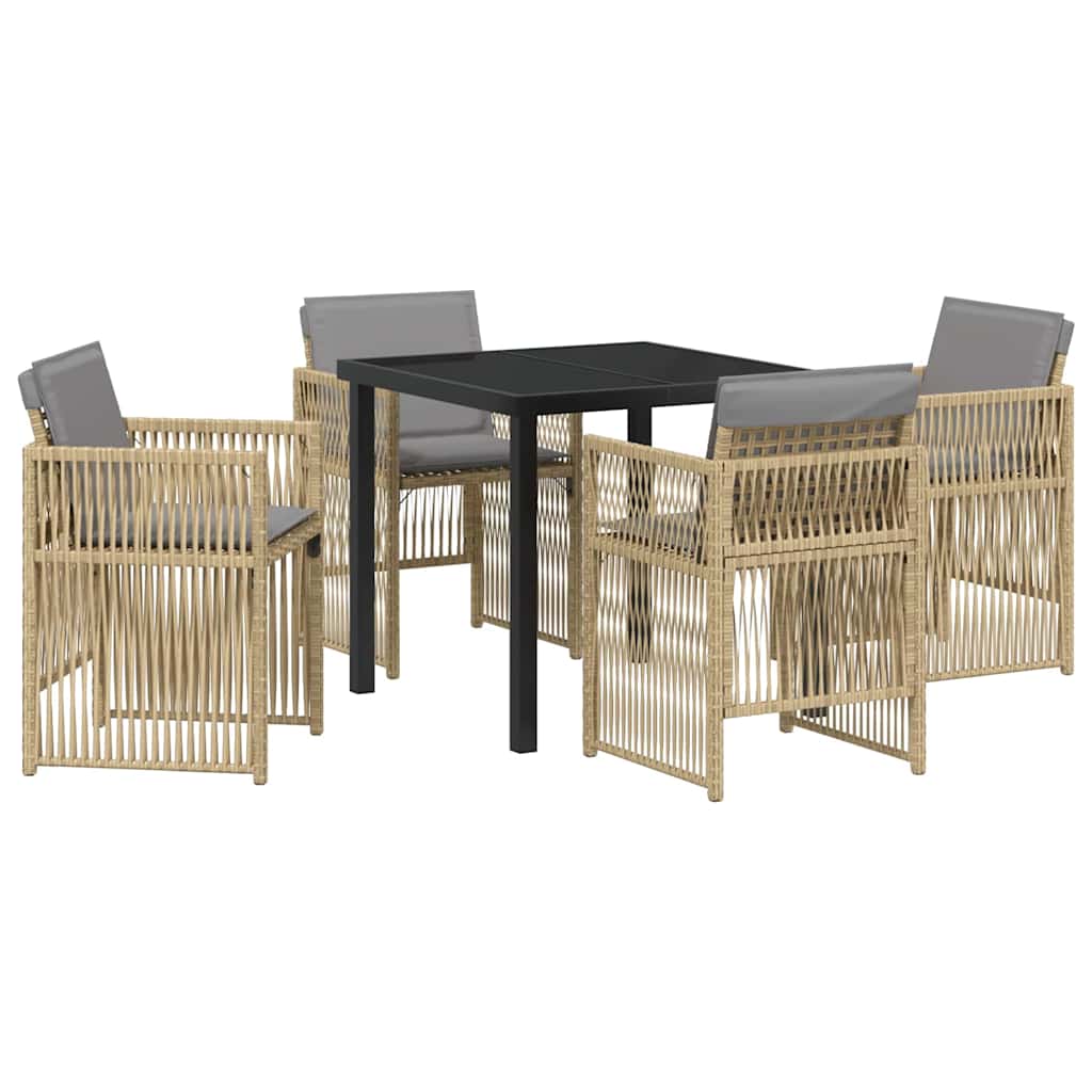 Tuin eettafelset 5 pcs Beige Gepoedercoat staal – afbeelding 2