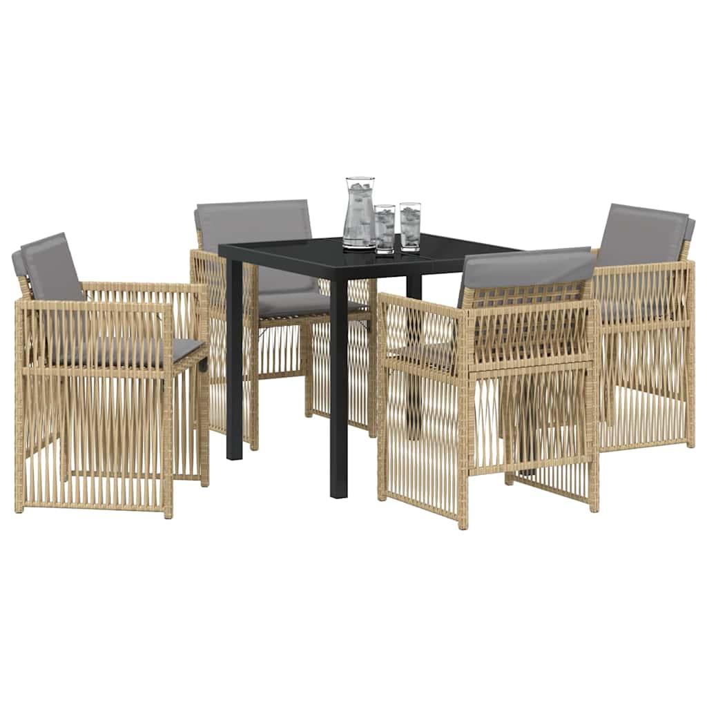 Tuin eettafelset 5 pcs Beige Gepoedercoat staal – afbeelding 3