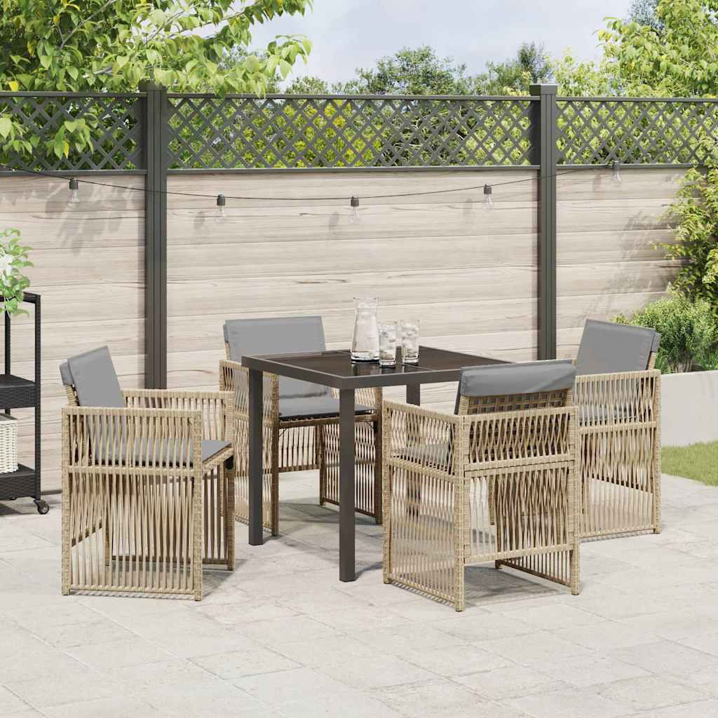 Tuin eettafelset 5 pcs Beige Gepoedercoat staal – afbeelding 4