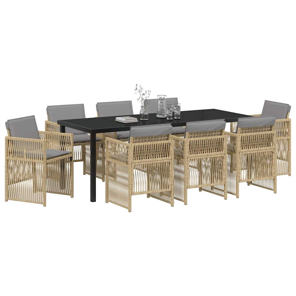 Tuin eettafelset 9 pcs Beige Gepoedercoat staal – afbeelding 3