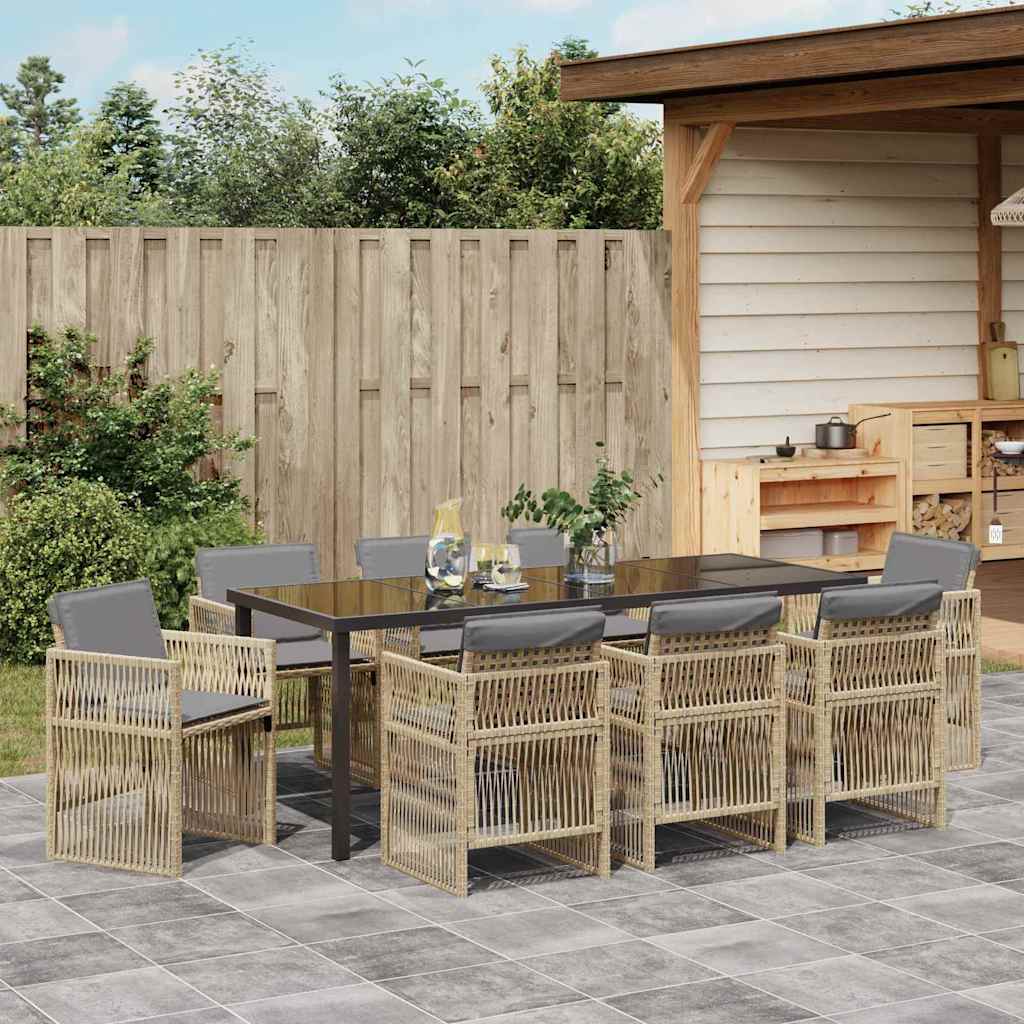 Tuin eettafelset 9 pcs Beige Gepoedercoat staal – afbeelding 4