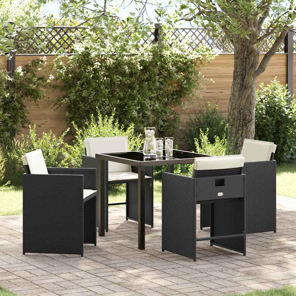 Tuin eettafelset 5 pcs Zwart poly rattan – afbeelding 1