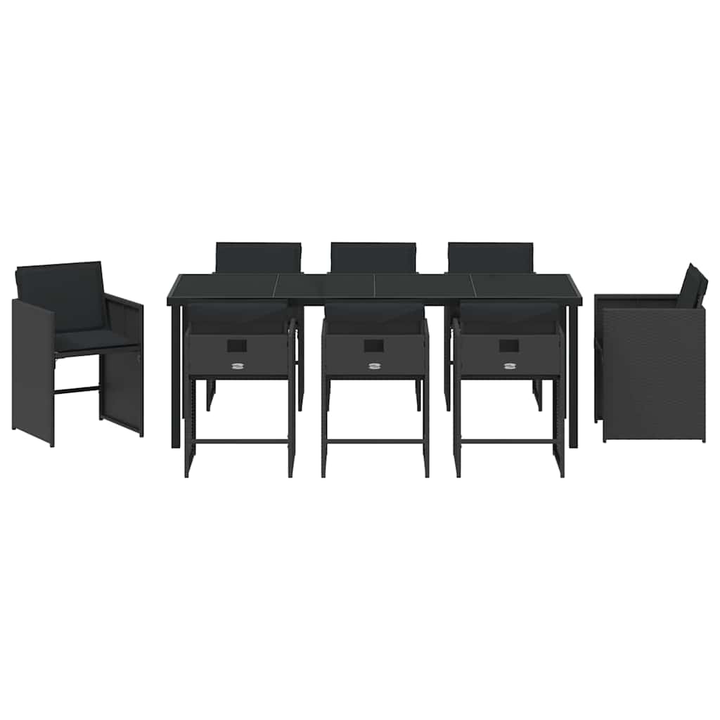 Tuin eettafelset 9 pcs Zwart poly rattan – afbeelding 7