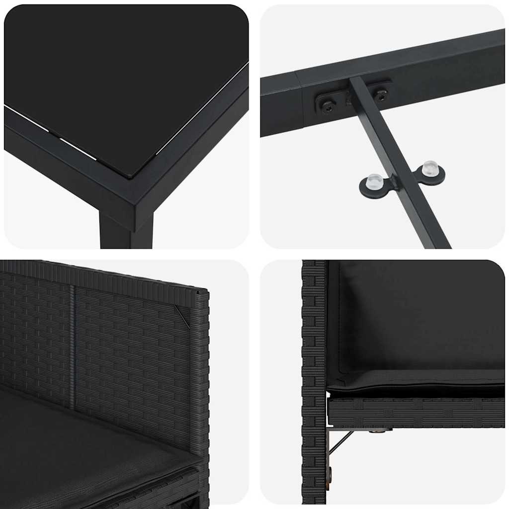 Tuin eettafelset 9 pcs Zwart poly rattan – afbeelding 9
