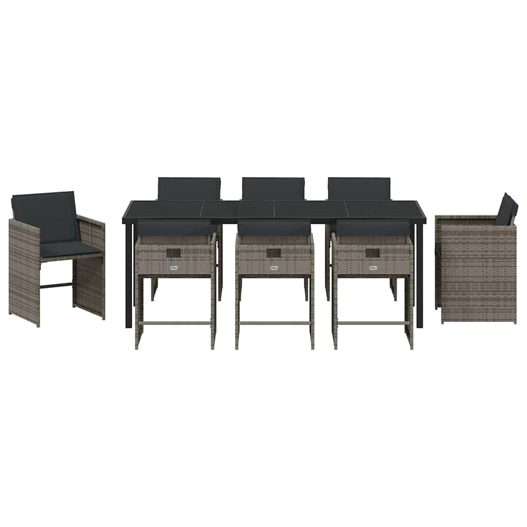 Tuin eettafelset 9 pcs Grijs poly rattan – afbeelding 7