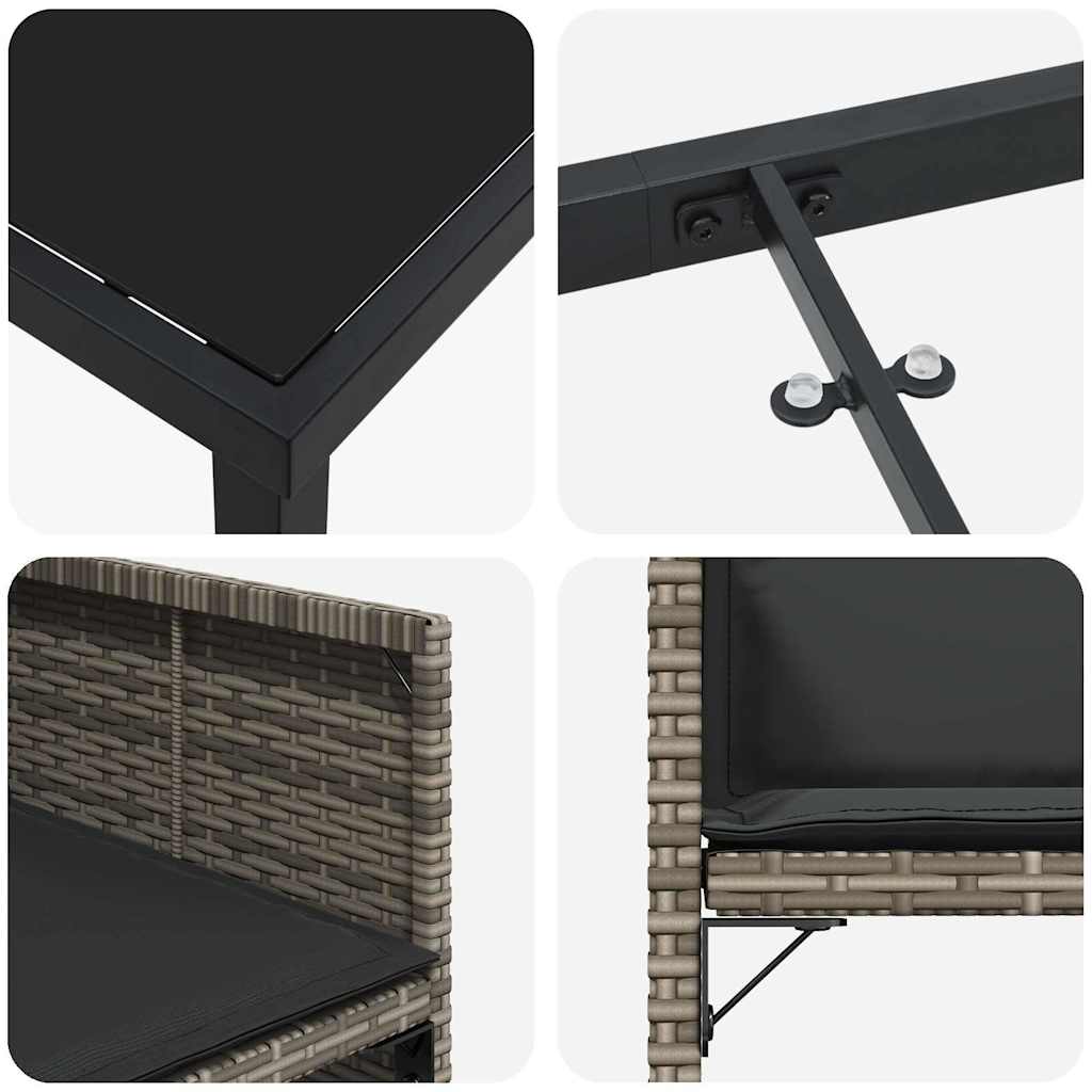 Tuin eettafelset 9 pcs Grijs poly rattan – afbeelding 9