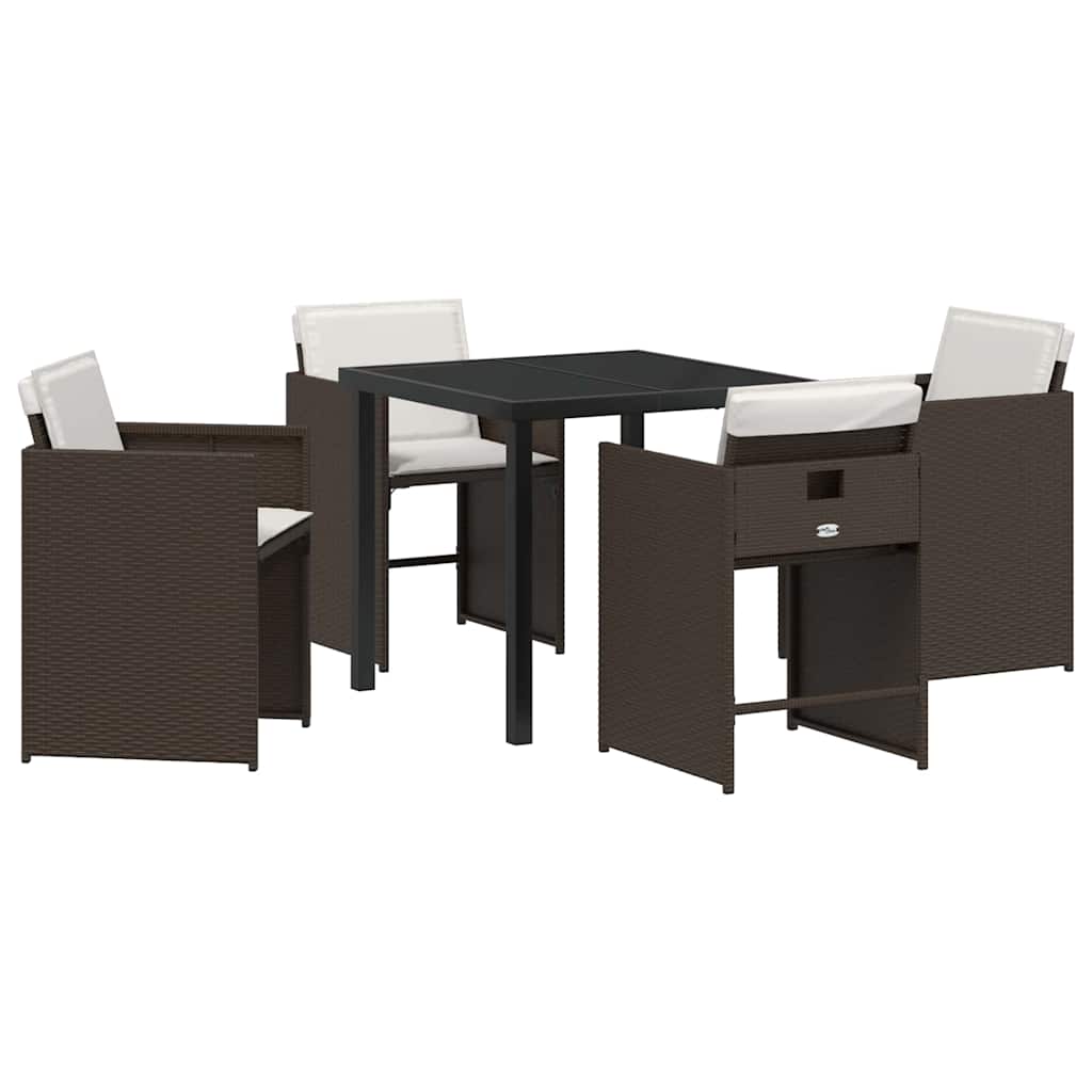 Tuin eettafelset 5 pcs Bruin poly rattan – afbeelding 2