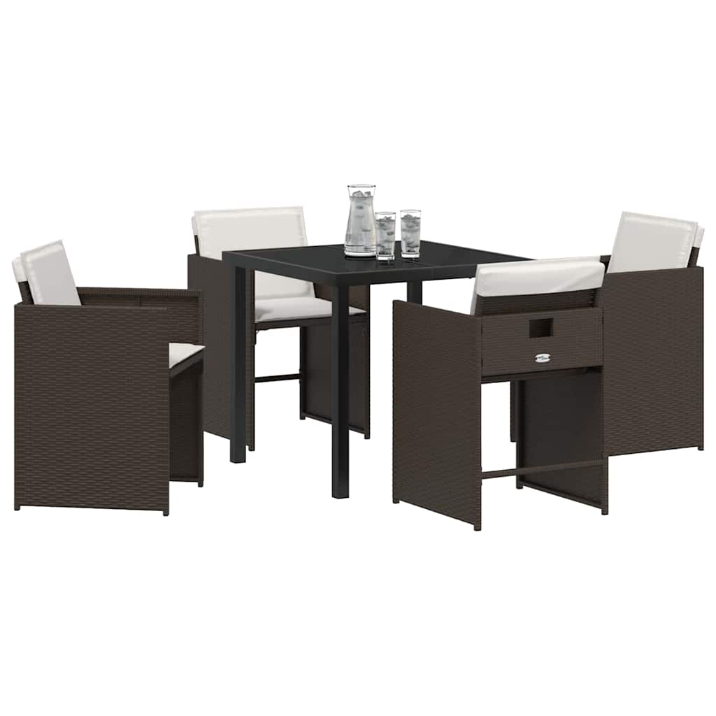 Tuin eettafelset 5 pcs Bruin poly rattan – afbeelding 3