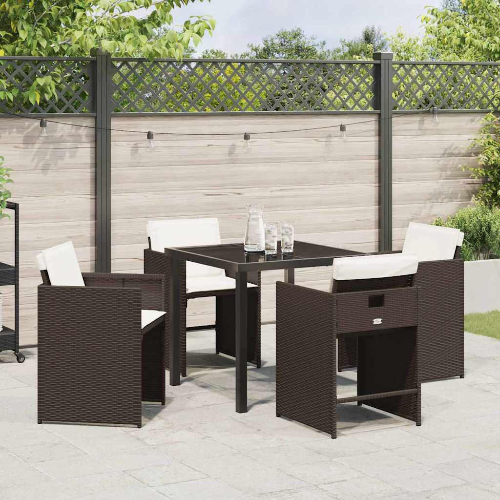 Tuin eettafelset 5 pcs Bruin poly rattan – afbeelding 4