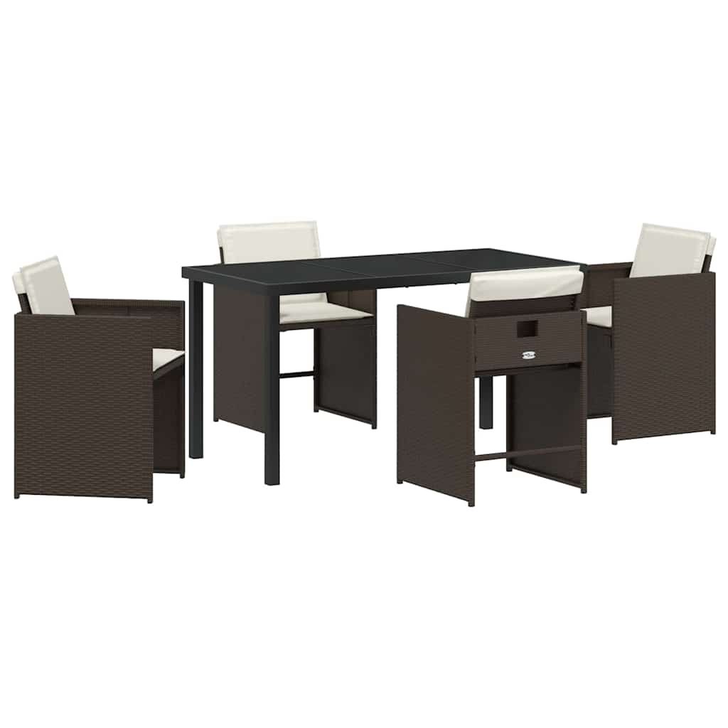 Tuin eettafelset 5 pcs Bruin poly rattan – afbeelding 2