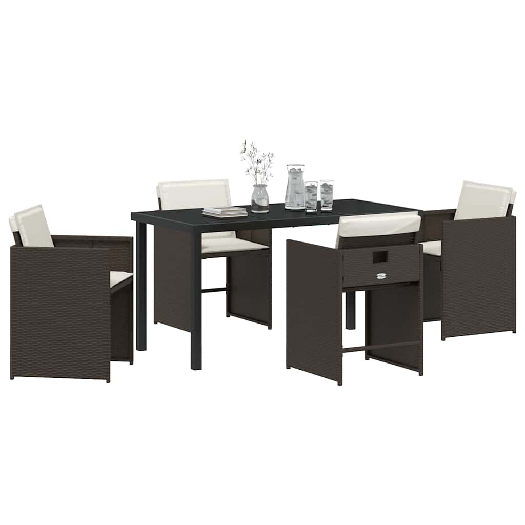 Tuin eettafelset 5 pcs Bruin poly rattan – afbeelding 3