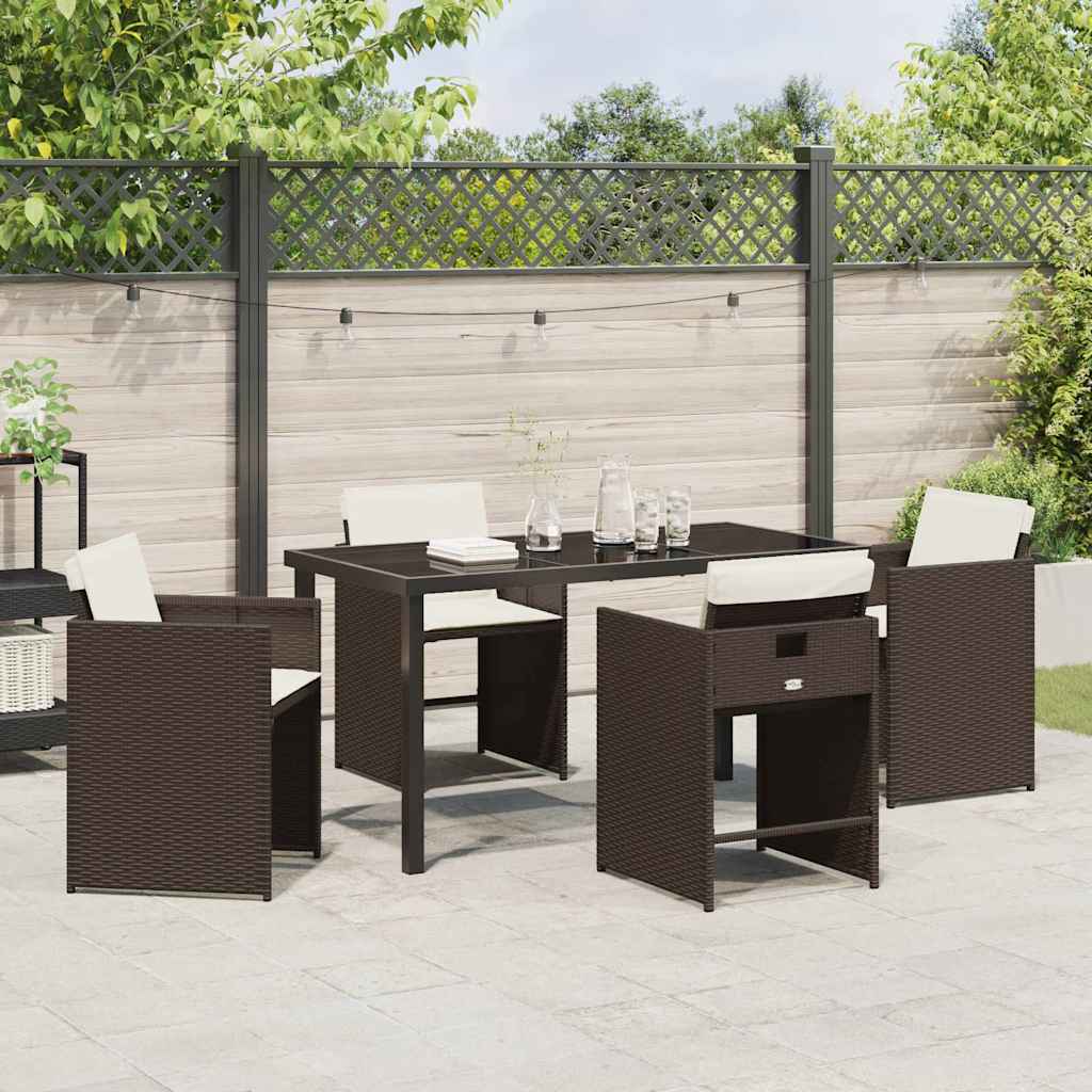 Tuin eettafelset 5 pcs Bruin poly rattan – afbeelding 4