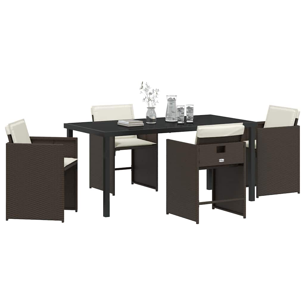 Tuin eettafelset 5 pcs Bruin poly rattan – afbeelding 3