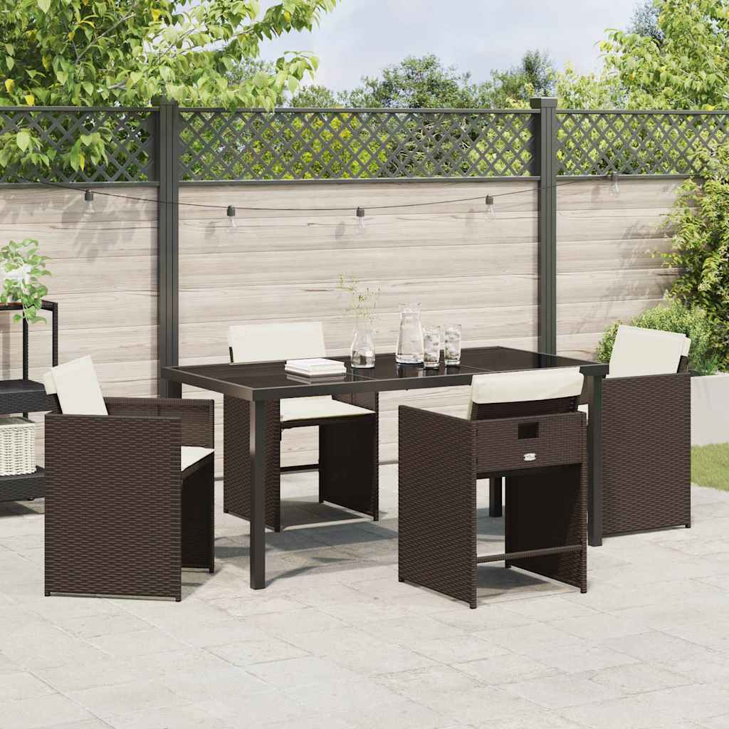 Tuin eettafelset 5 pcs Bruin poly rattan – afbeelding 4
