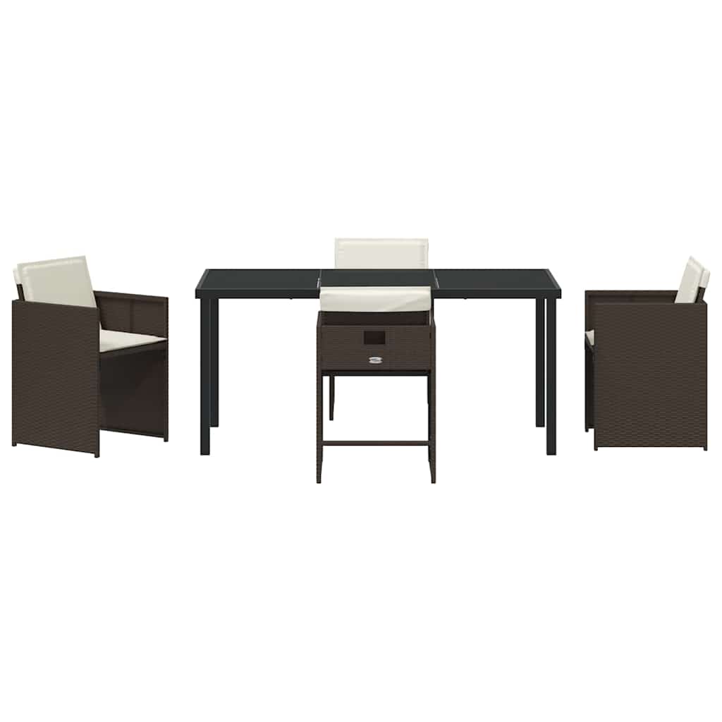 Tuin eettafelset 5 pcs Bruin poly rattan – afbeelding 7