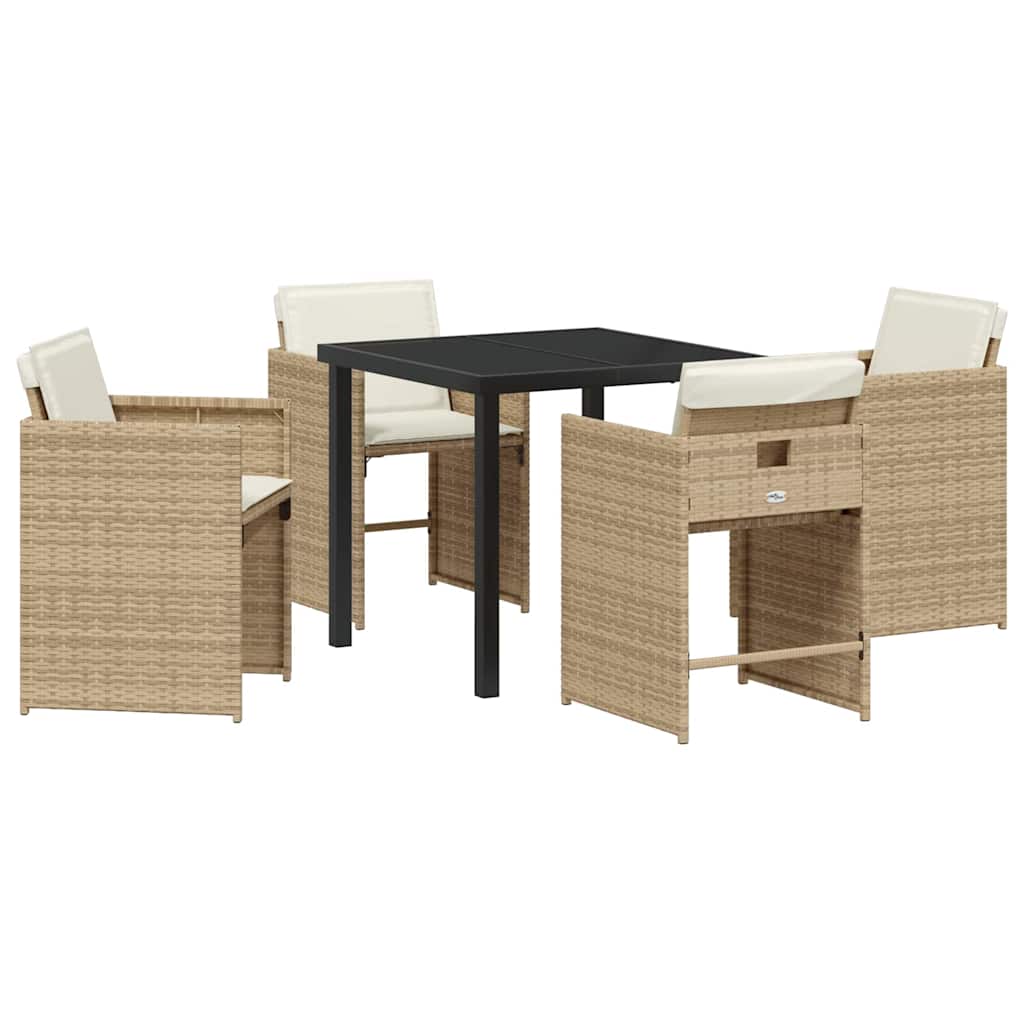 Tuin eettafelset 5 pcs Beige poly rattan – afbeelding 2