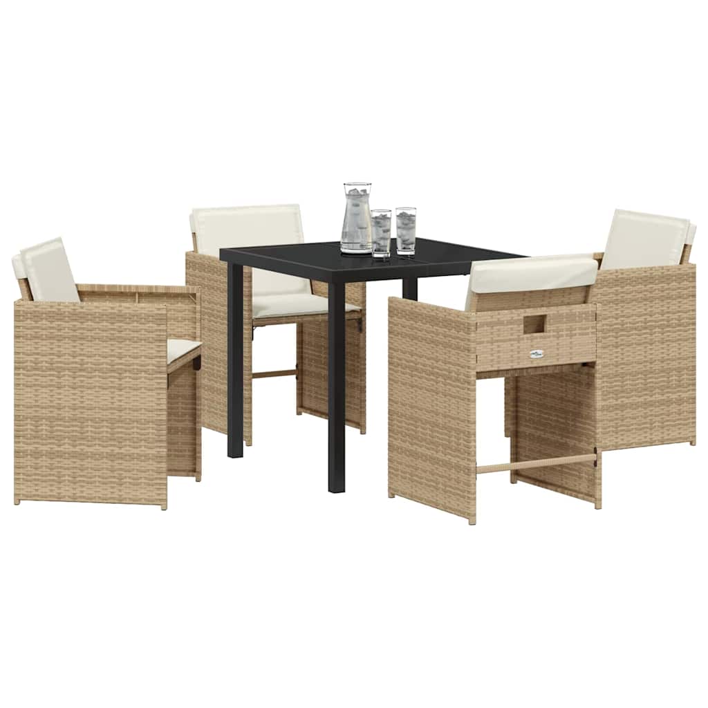 Tuin eettafelset 5 pcs Beige poly rattan – afbeelding 3