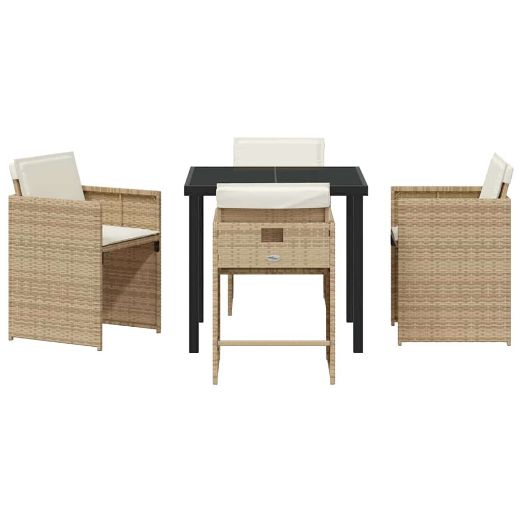 Tuin eettafelset 5 pcs Beige poly rattan – afbeelding 7