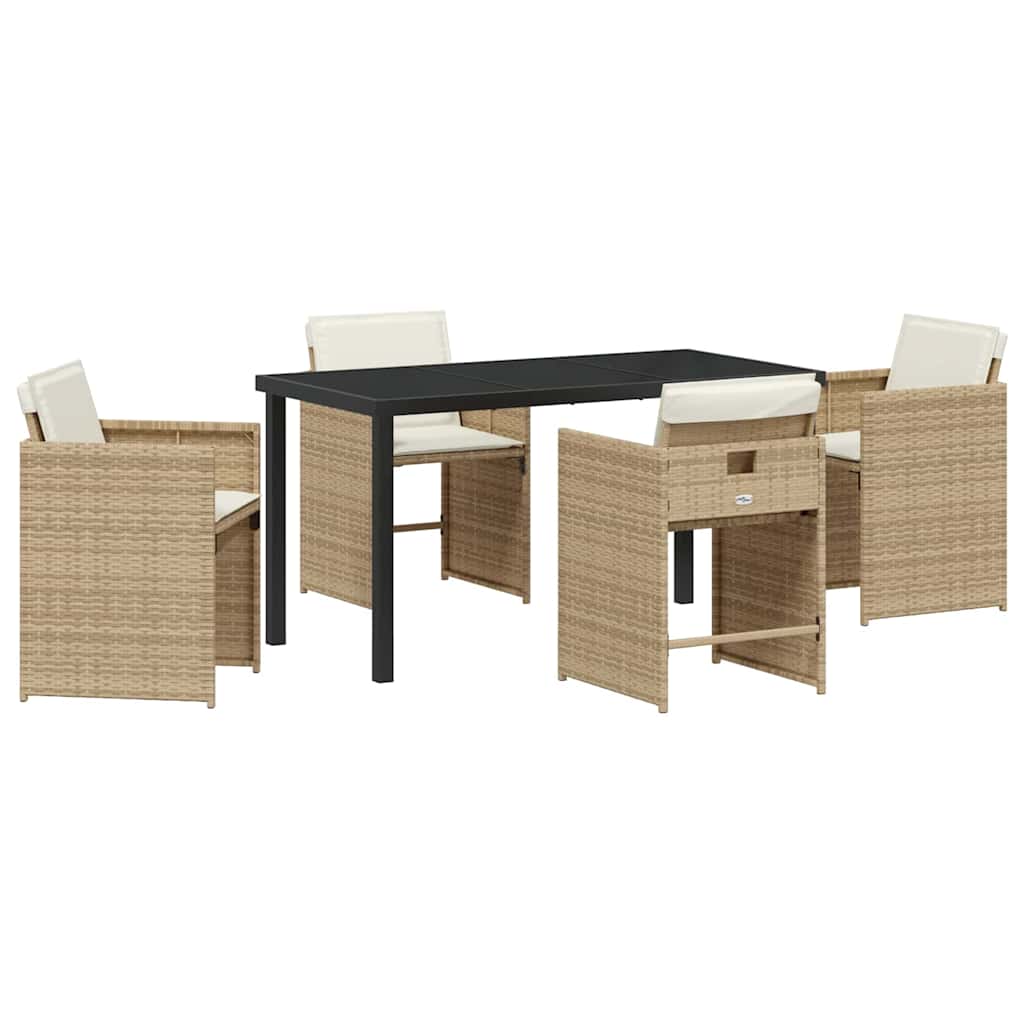 Tuin eettafelset 5 pcs Beige poly rattan – afbeelding 2