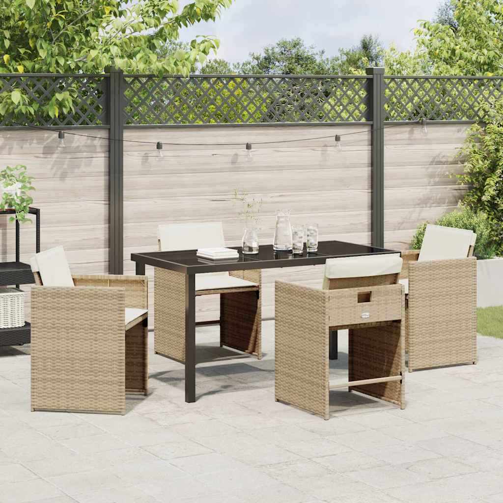 Tuin eettafelset 5 pcs Beige poly rattan – afbeelding 4