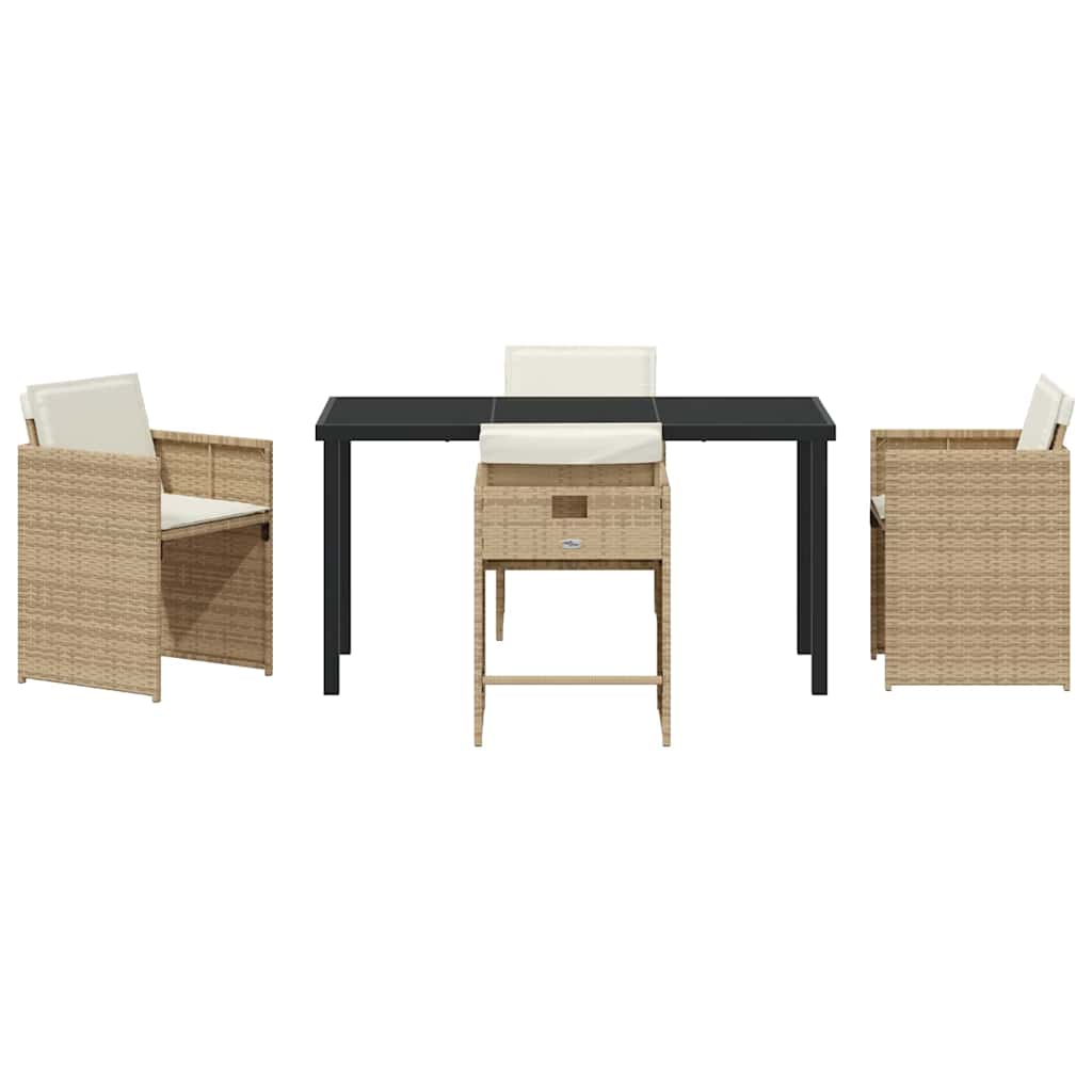 Tuin eettafelset 5 pcs Beige poly rattan – afbeelding 7