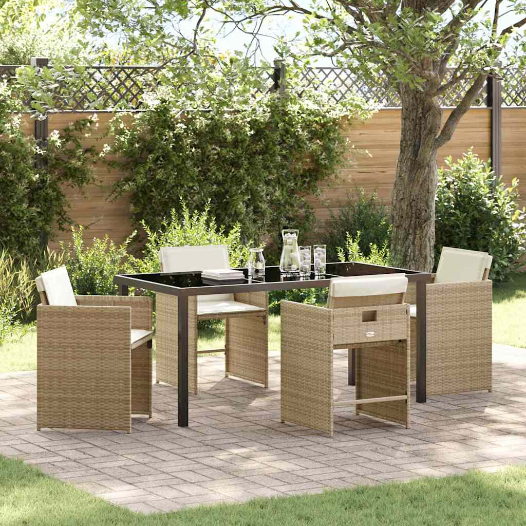 Tuin eettafelset 5 pcs Beige poly rattan – afbeelding 1