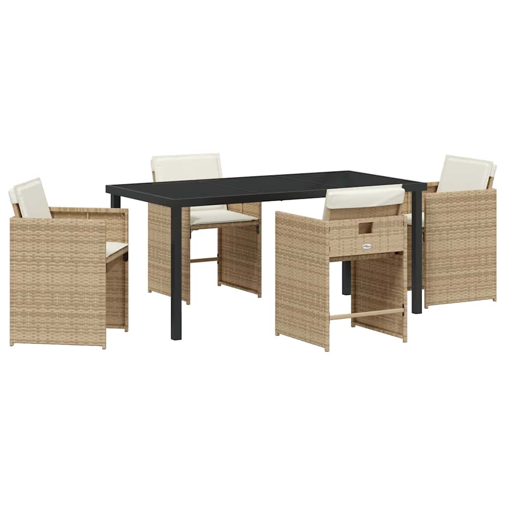 Tuin eettafelset 5 pcs Beige poly rattan – afbeelding 2
