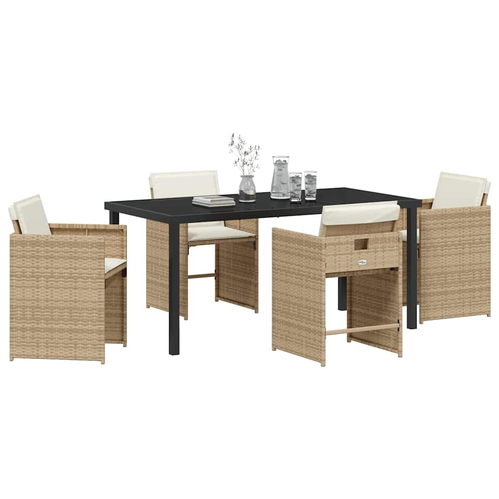 Tuin eettafelset 5 pcs Beige poly rattan – afbeelding 3