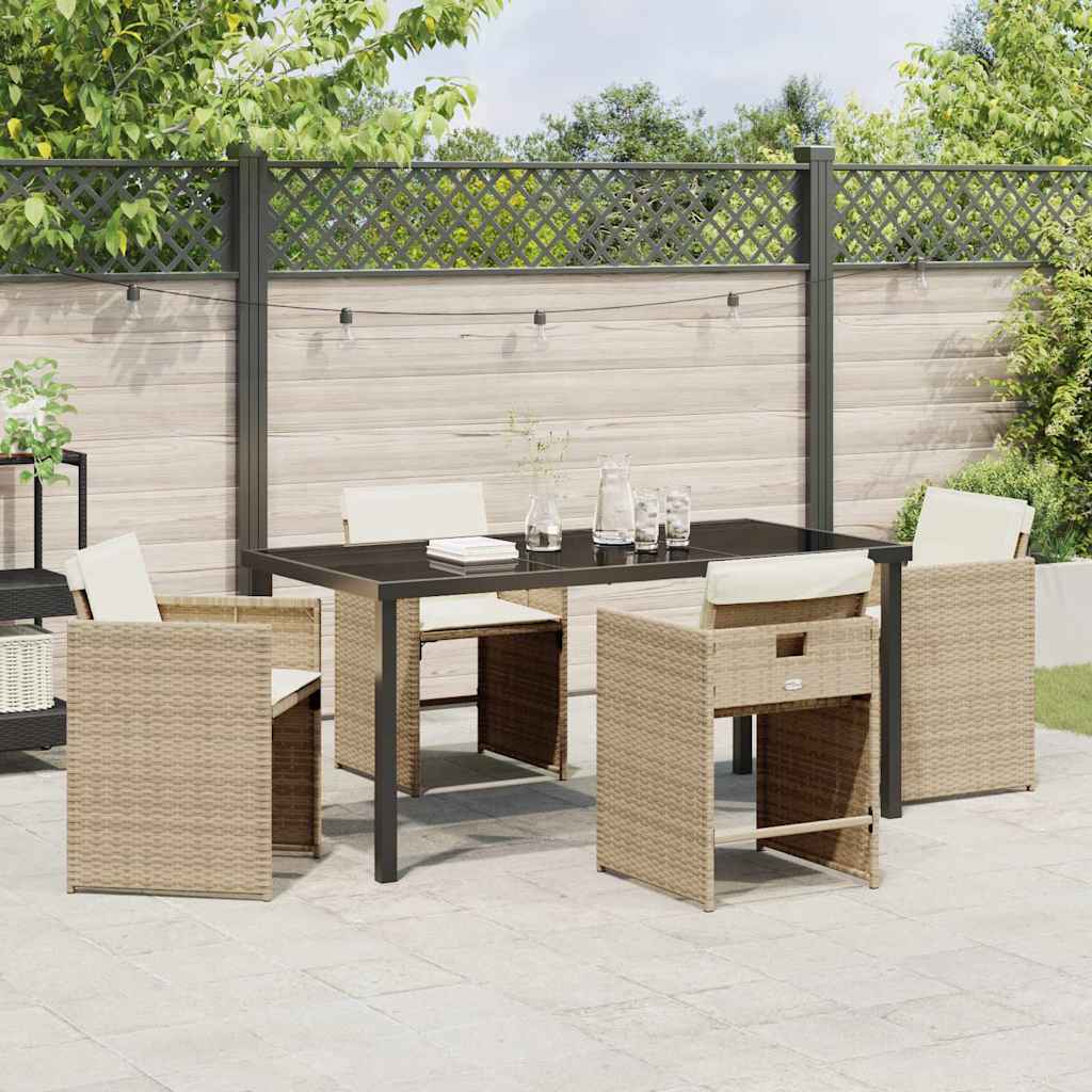 Tuin eettafelset 5 pcs Beige poly rattan – afbeelding 4