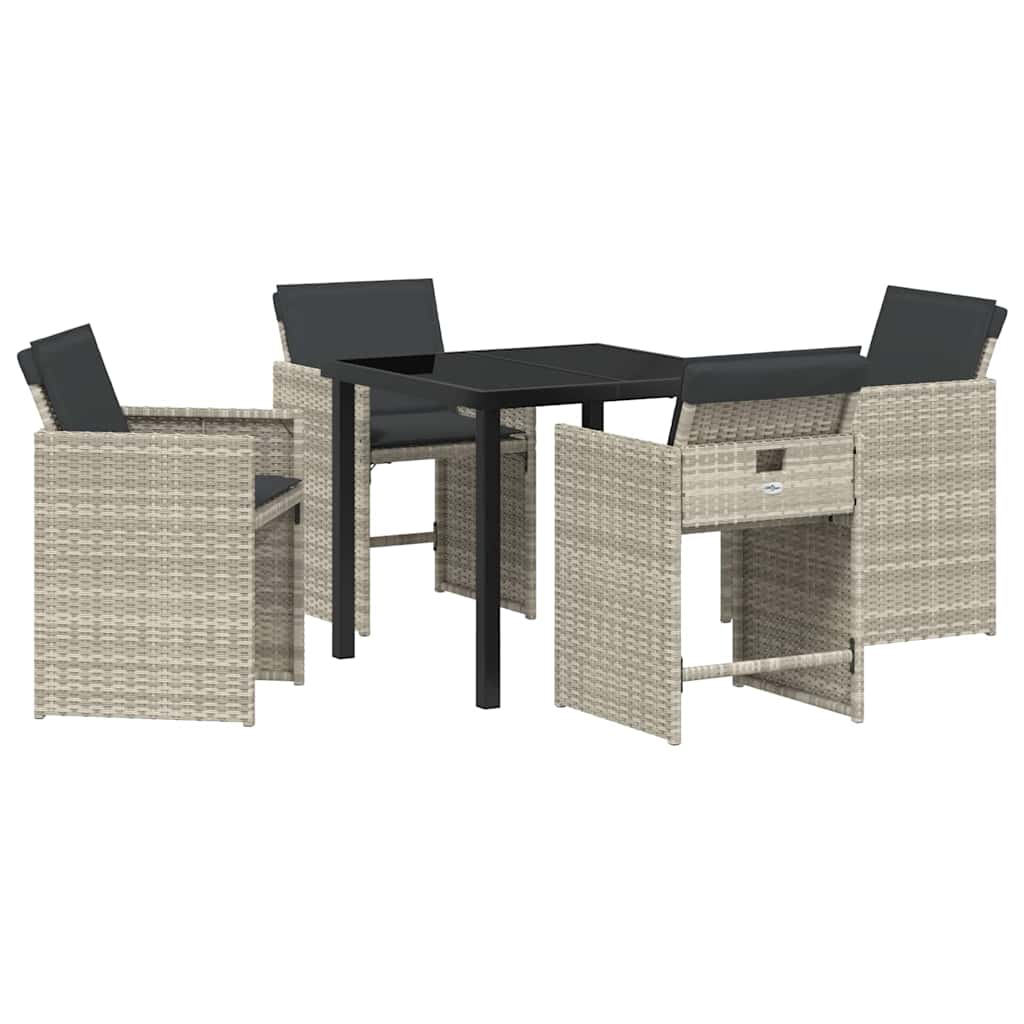 Tuin eettafelset 5 pcs Lichtgrijs poly rattan – afbeelding 2