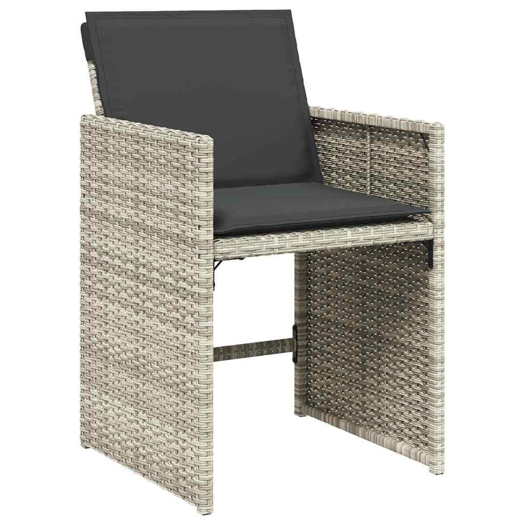 Tuin eettafelset 9 pcs Lichtgrijs poly rattan – afbeelding 6
