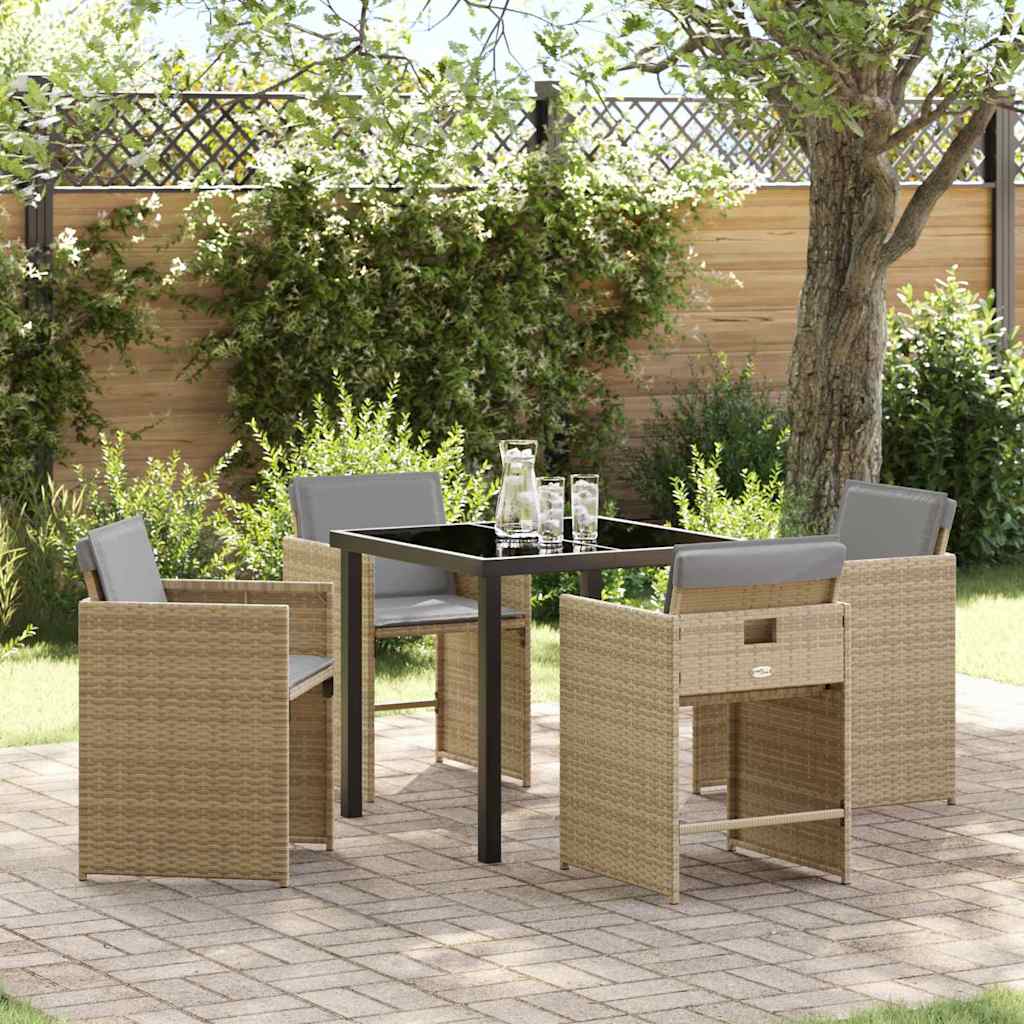 Tuin eettafelset 5 pcs Beige poly rattan – afbeelding 1