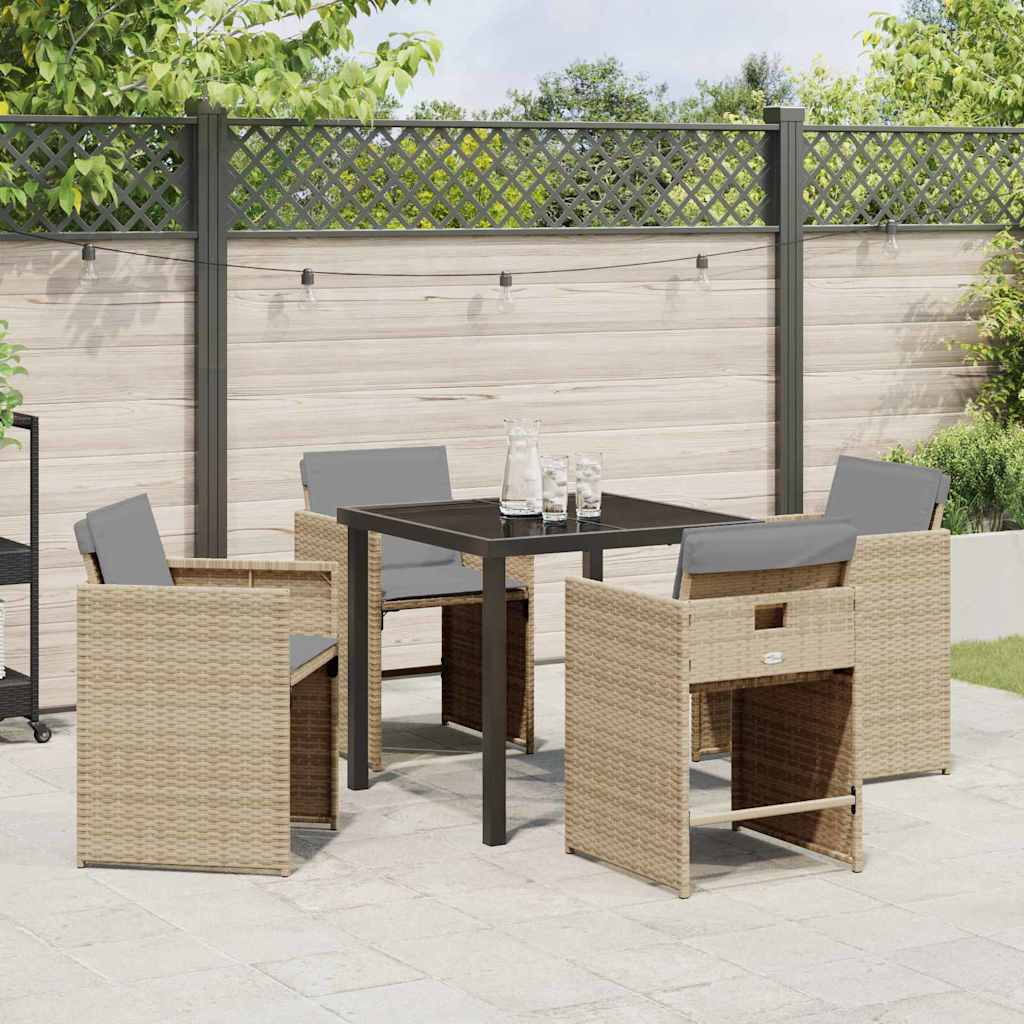 Tuin eettafelset 5 pcs Beige poly rattan – afbeelding 4