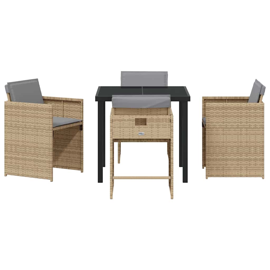 Tuin eettafelset 5 pcs Beige poly rattan – afbeelding 7